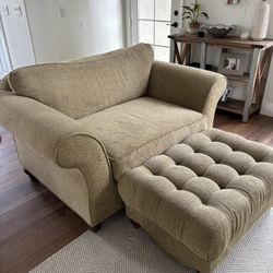 Tan/brown Oversized Chair With Ottoman