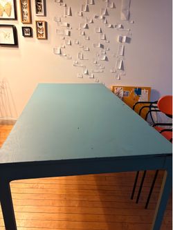 big blue dining table