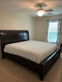 King Sleigh Bed Frame with Storage Drawers