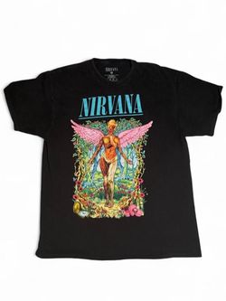 Y2K Nirvana Band Shirt In Utero Album Art Punk Rock Grunge Metal Tee Black Cotton t-shirt - Size Large #rock #bandtee       Tags: #emo #grunge band te