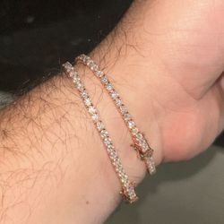 Rose Gold Tennis Bracelets Moissanite 
