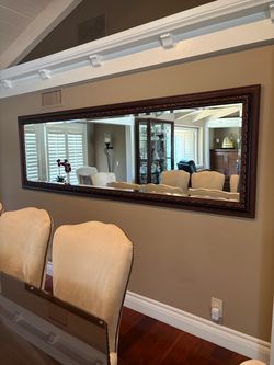 Beveled Wall Mirror – Ornately Carved Wood Frame