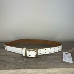 Silver Jeans Double Pronged White Leather Belt