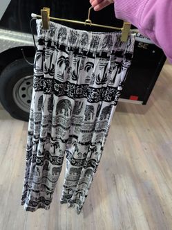 Black & White Elephant Print Boho Pants