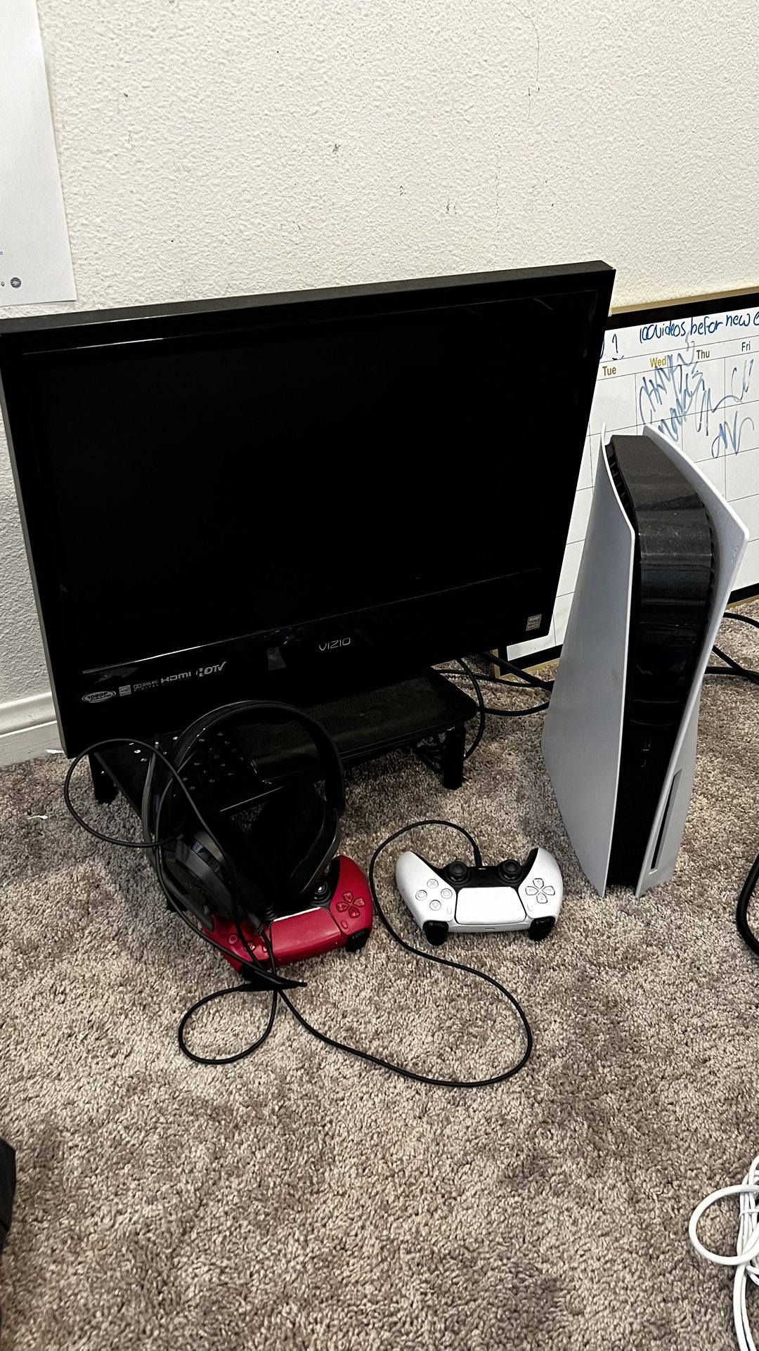 Good Price. PlayStation 5 . Little To No Use. Low Price. 2 Controllers & Headset. & A Monitor