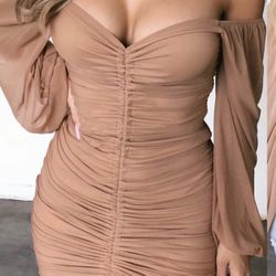 Nude Ruching Dress Small