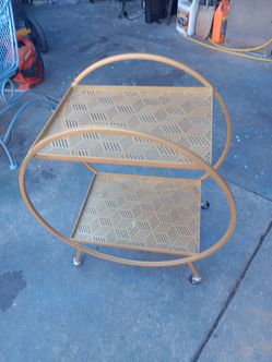 Two tier Round Metal Rolling Utility Cart