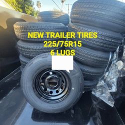 EACH FOR SALE TRAILER TIRE 225 75R15 6 LUGS RADIAL ESPECIAL FOR TRAILER ONLY FOR ANY QUESTION TEXT ME PLEASE SE HABLA ESPAÑOL THANKS