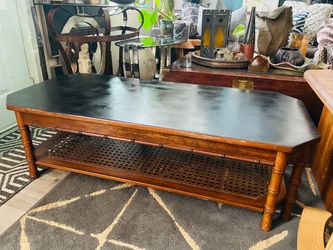 Faux Bamboo Coffee Table with Cane Shelf