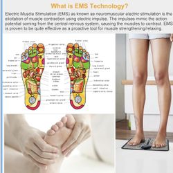 Electric Foot Stimulator Massager Foot Plate with 6 Modes & 9 Intensity Levels,TENS Rechargeable Leg Reshaping Muscle Pain Relax Massage Mat for Muscl