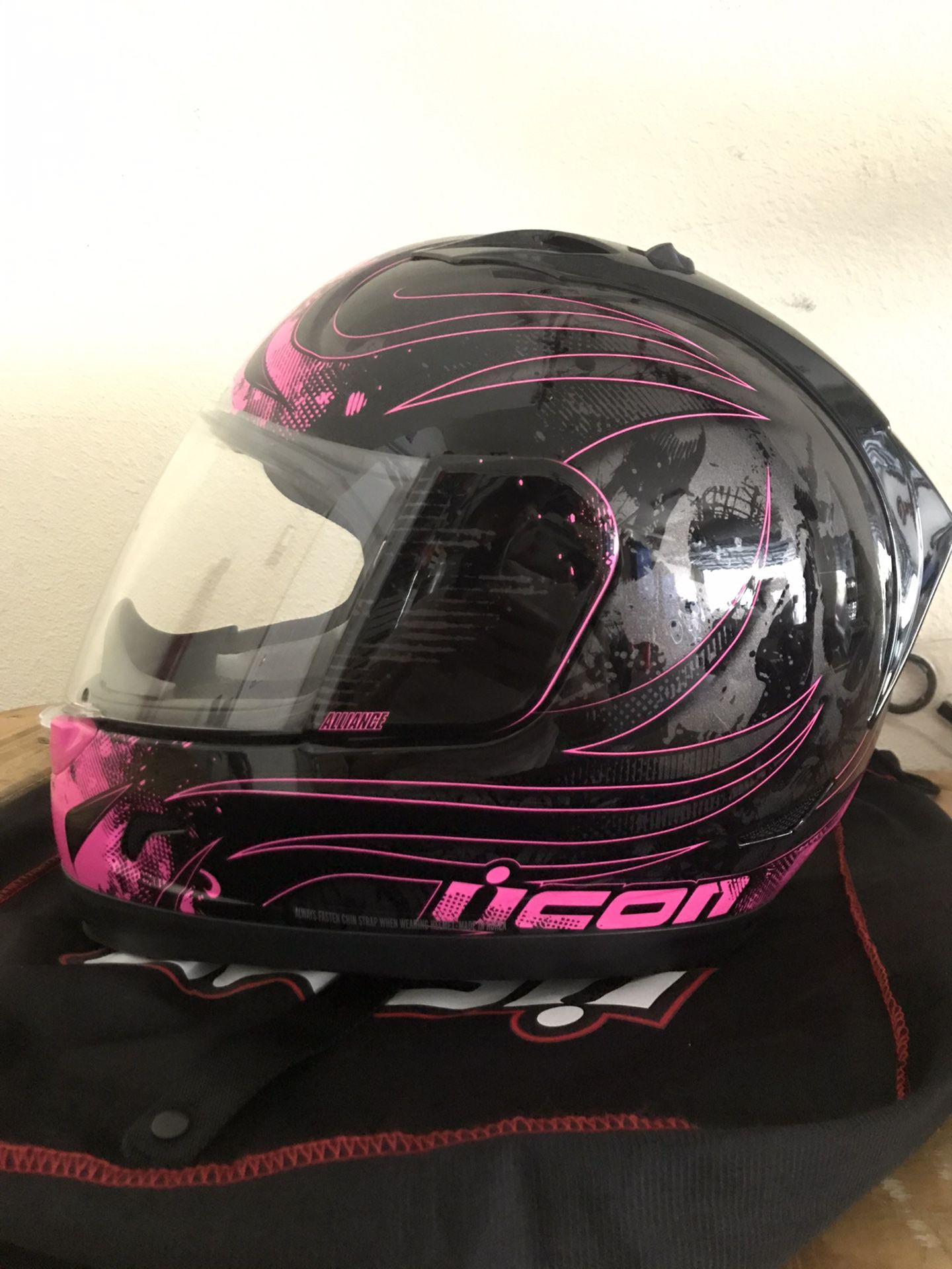 Pink Icon Motorcycle Helmet - Small