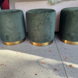 Green Velvet Poufs/stools