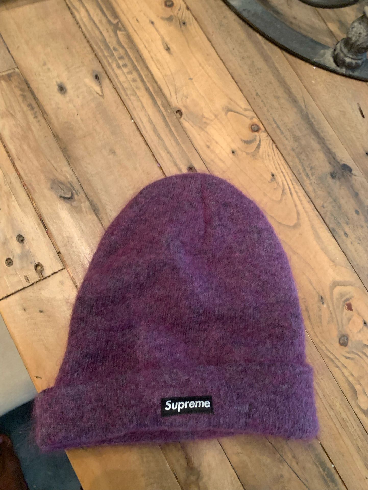 supreme purple mohair beanie