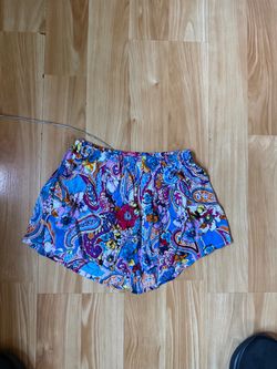 Floral Paisley Print Elastic Waist Shorts