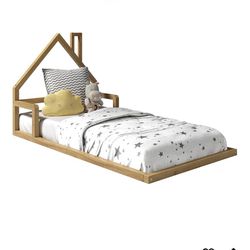 Twin Bed Montessori Hardwood Floor Bed Natural Wood