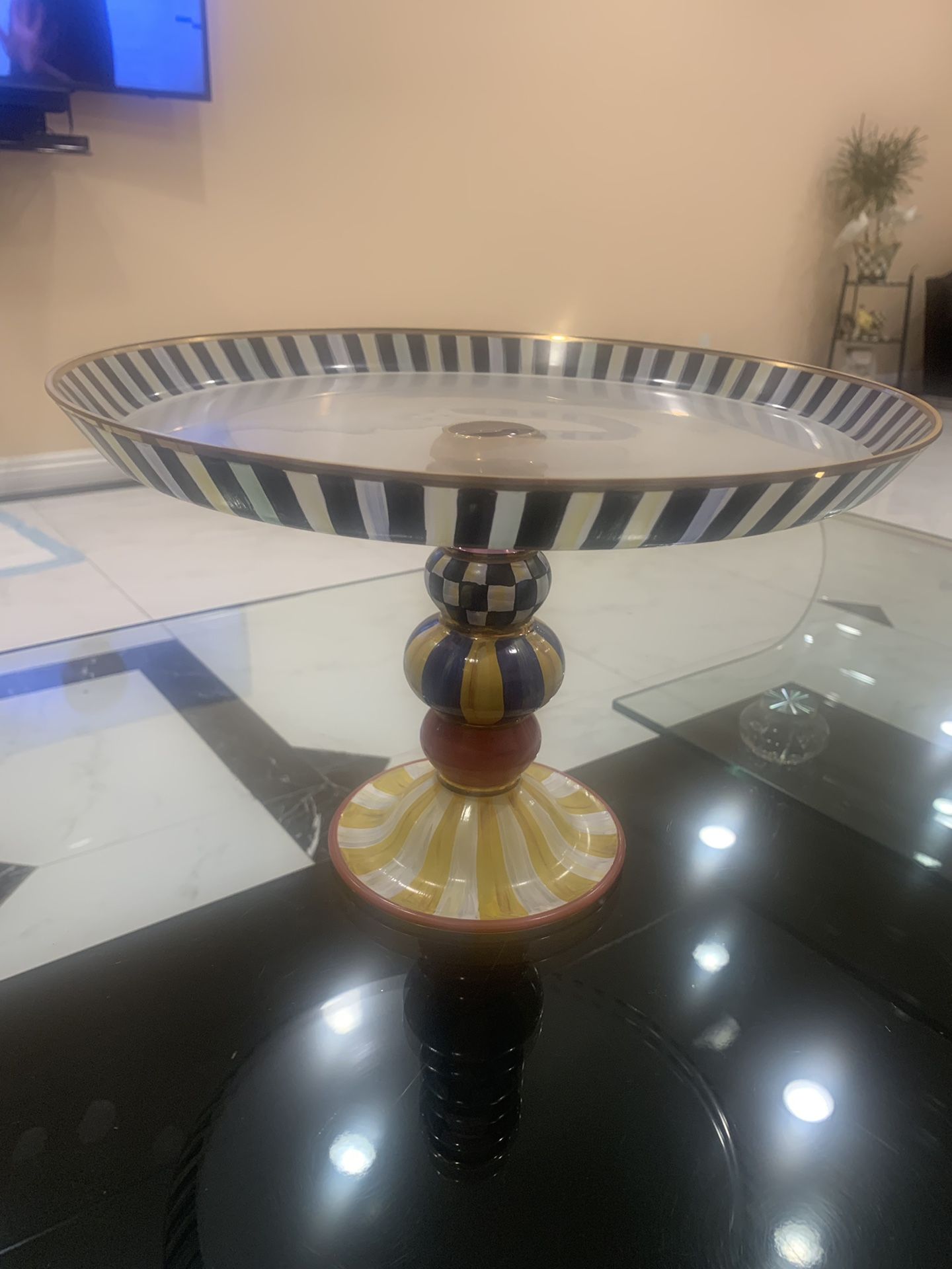 Mackenzie childs Striped Awning Cake Stand