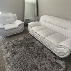 White Faux Leather Couch Set