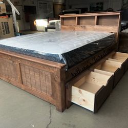 New Queen Bed With Drawers And Mattress