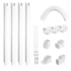 Mini Split Line Set Cover , PVC Decorative Pipe Line Cover For AC + 4 straight ducts