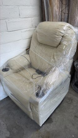 Beige Electric Leather Recliner Lift Chair