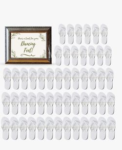 Wedding Party White Flip Flops Various Sizes