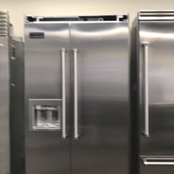 Viking 42”Wide Built In side By Side Stainless Steel Refrigerator 