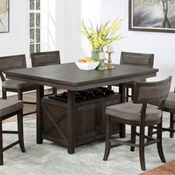 Brand New Espresso 7pc Counter Height Dining Table Set 