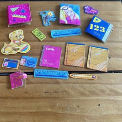 Barbie Doll Pink Accessories Zrill 2000's Cardboard Pencil/Paper/Money/Ruler Etc