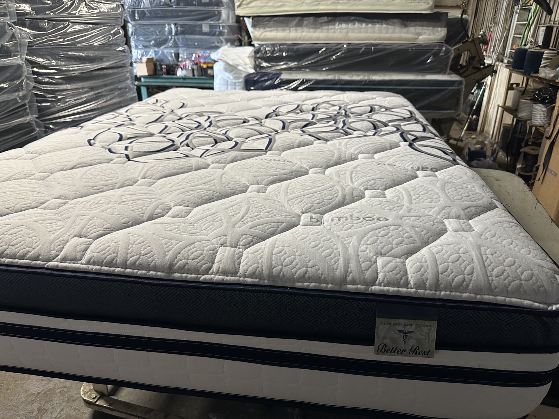 BRAND NEW “LUXURY EURO PILLOW TOP HYBRID BAMBOO” MATTRESSES  COLCHONES NUEVOS PILLOW TOP 💯  💥12 inches thick 💥  Queen $240 ❌ $300 With Box Spring 