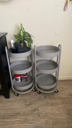 Gray 3-Tier Rolling Storage Cart (Set of 2)