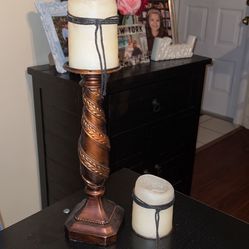tall pillar Candle Stand & extra Candle 