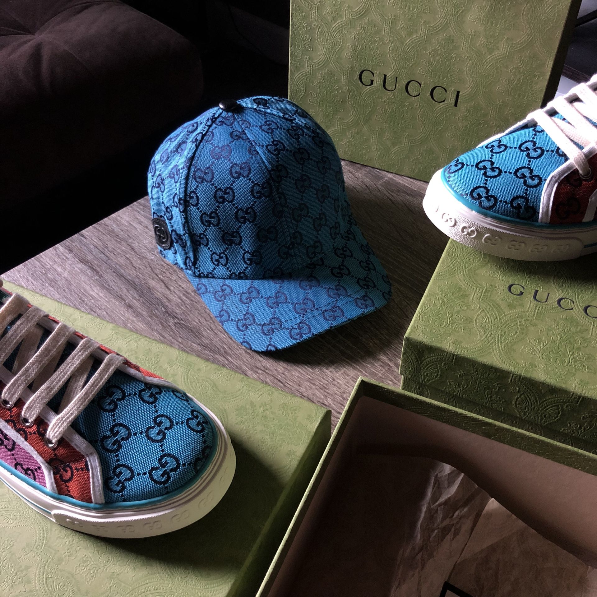 GUCCI BLUE CANVAS CAP 