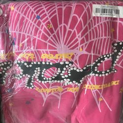Pink Sp5der Hoodie New Size M