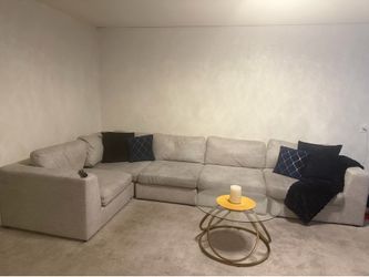 White beige sectional couch