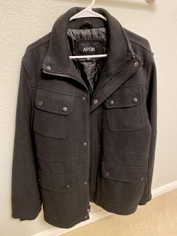 Men’s wool-blend black winter coat