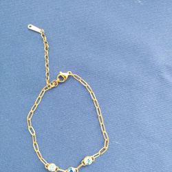 Brand new birthstone paperclip chain bracelet
