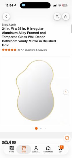 Apmir 24 in. W x 36 in. H Irregular Aluminum Alloy Framed and Tempered Glass Wall Decor Bathroom Van $40
