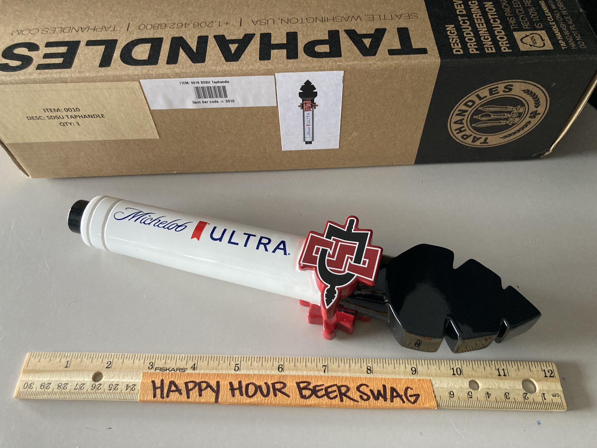 New Rare Michelob Ultra SDSU San Diego State University College Beer Tap Handle