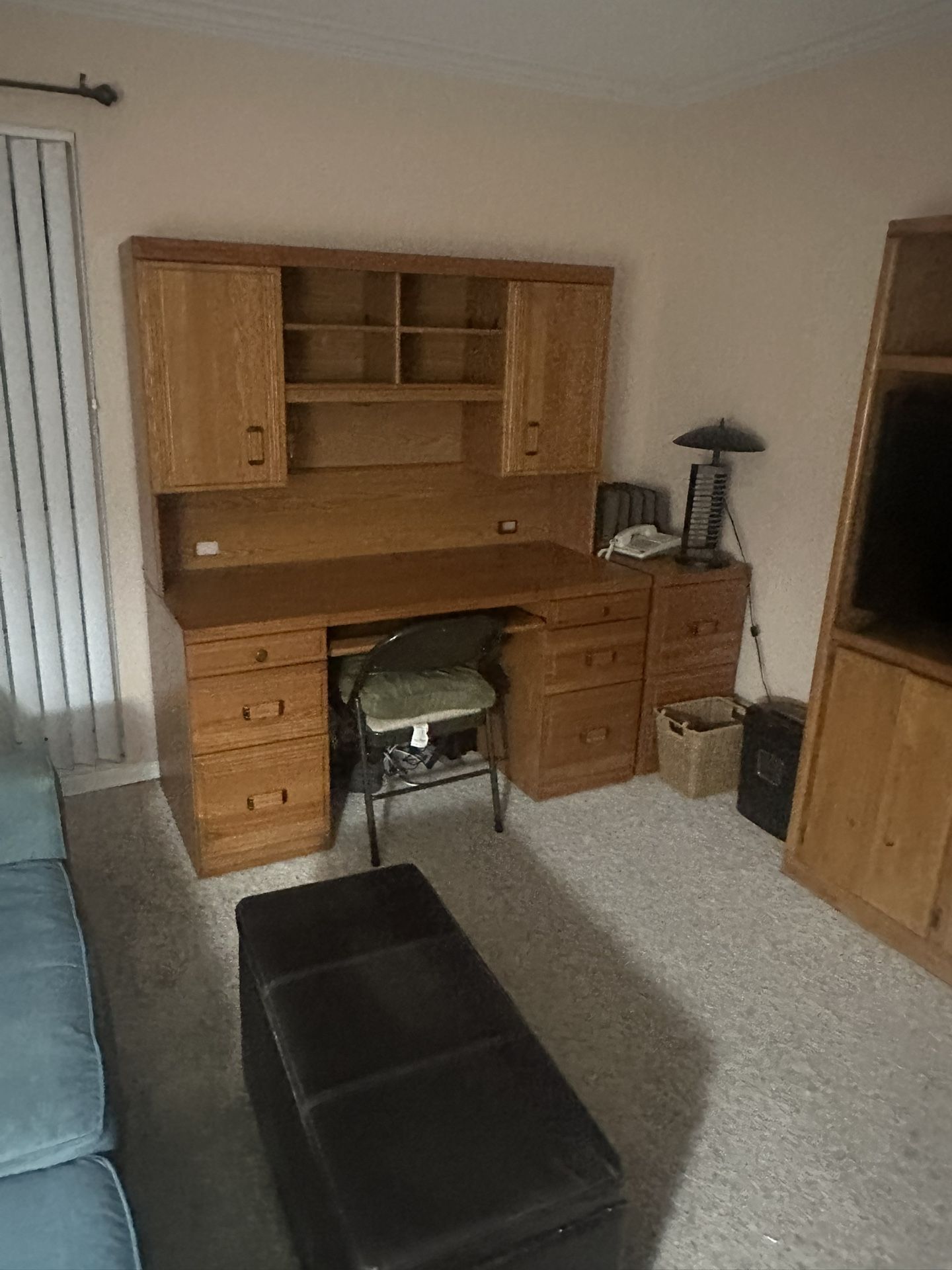 Heavy Desk With File Cabinet