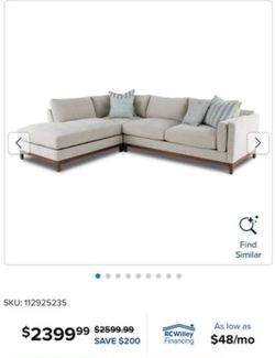 Beige Sectional Sofa with Chaise