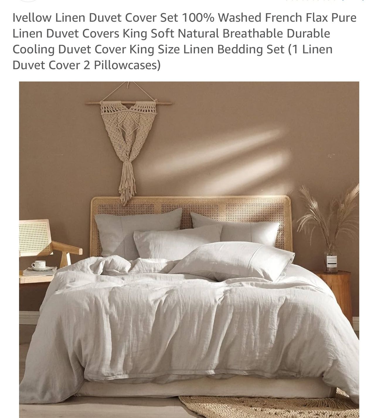 100% Linen Luxury Duvet Covers Set, King Size, New
