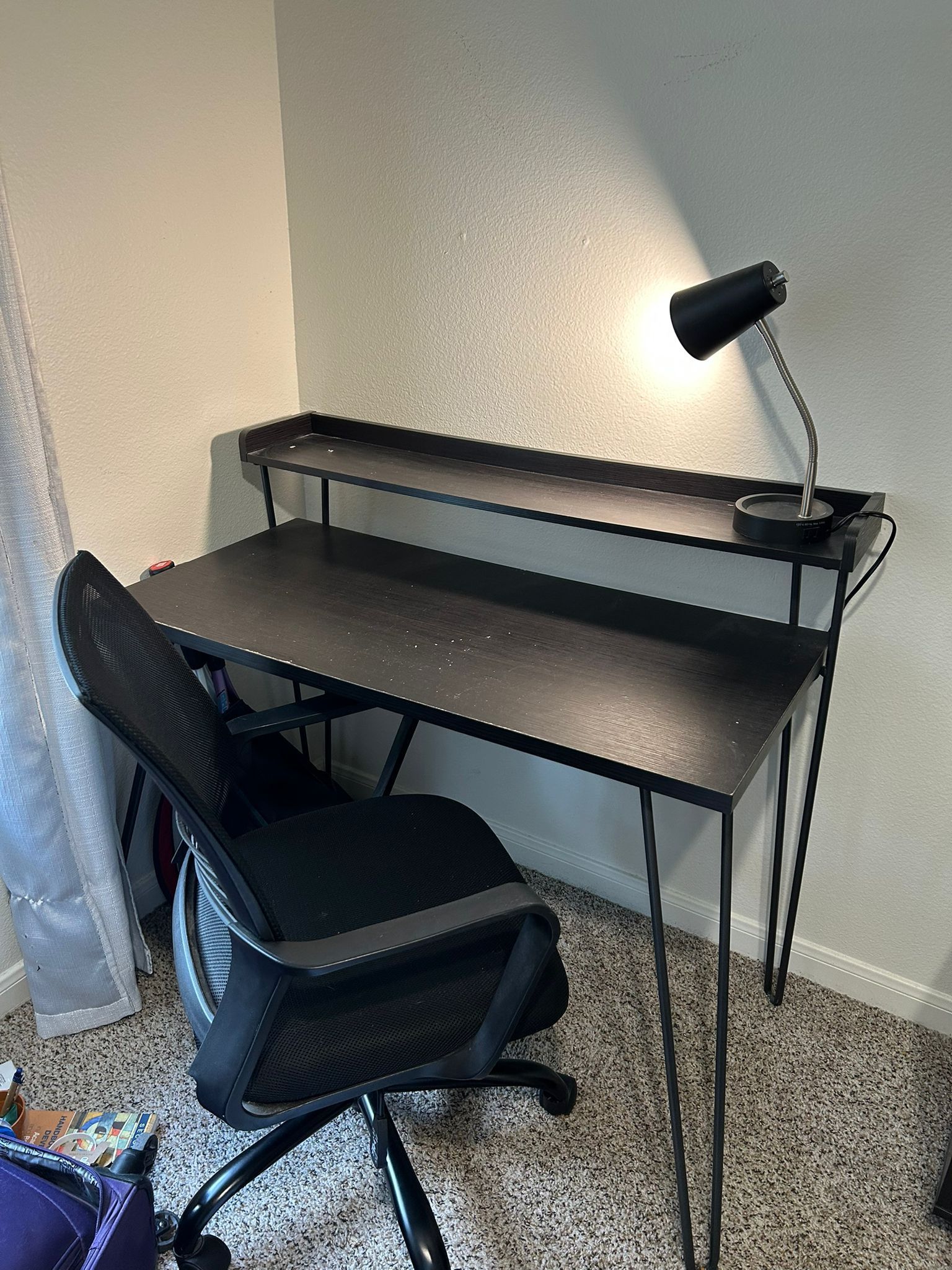 Study Desk with Chair and Lamp