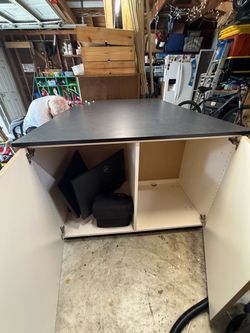 Storage Cabinet with Dark Laminate Top