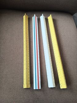 Lot Of 4 Vintage 3 sided Drafting  Rulers.