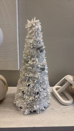 White Fringe Cone Christmas Tree Decor