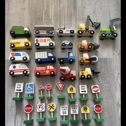 Mellisa Wooden Town City Figures Cars Toys 