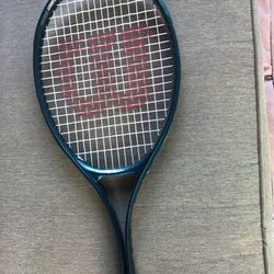 Wilson, Tennis Racket, Green, Well-Maintained Wilson, tennis racket, green, well-maintained