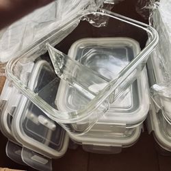 5 Glass Meal Prep Tupperware (2 Compartments With Additional 2 Lids For Venting Foods)