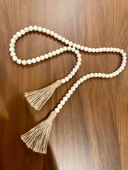 Farmhouse Wood Bead Garland 58in