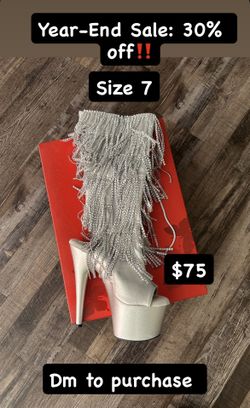 Size 7 Pleaser Shoes: Stripper Pole Dance Fringe Boots